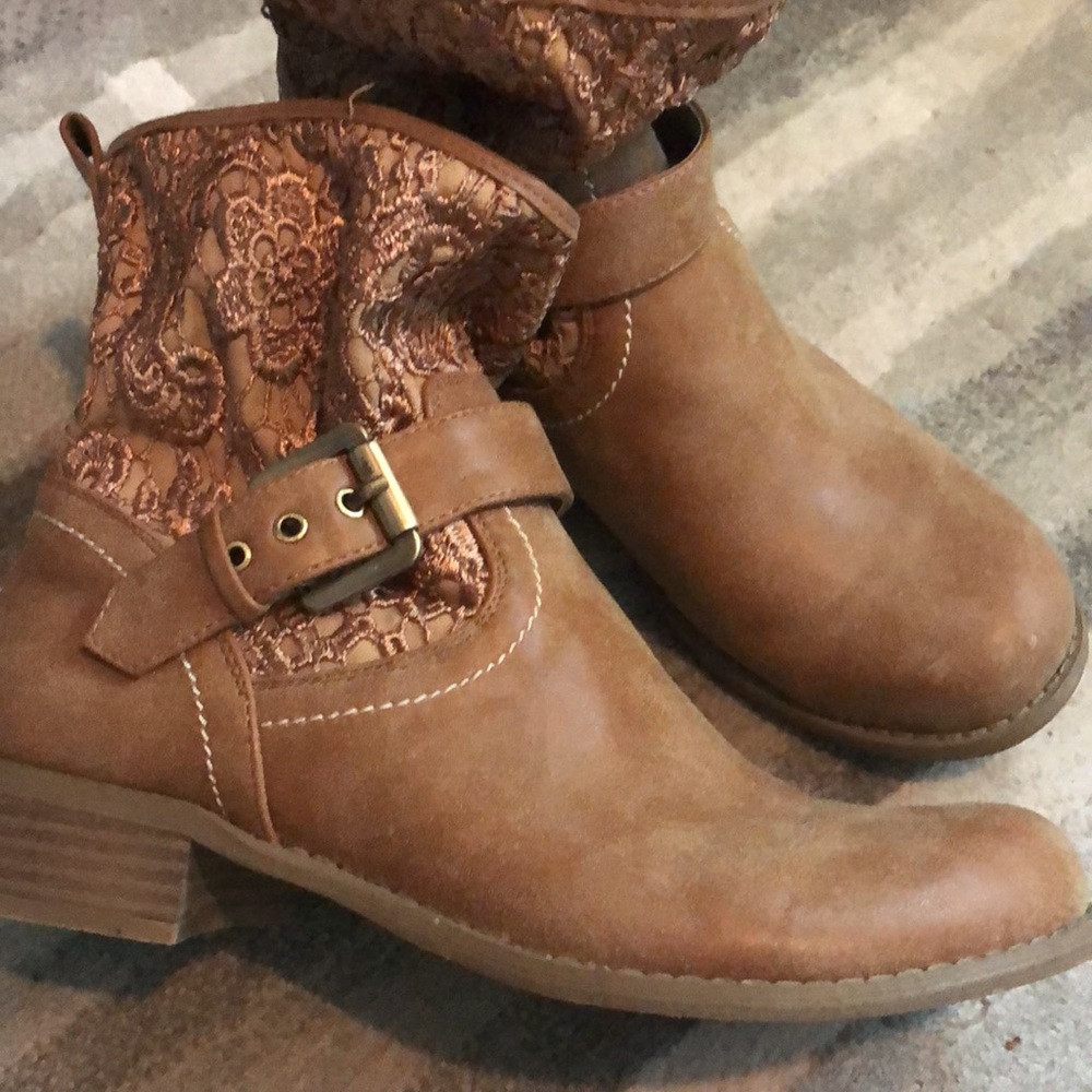 G by Guess brown slip on ankle boots